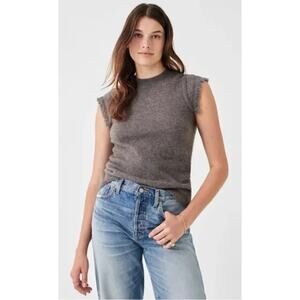Faherty Colette Sweater Tee Women's Yak/Merino Wool Blend Charcoal Brown Sz S